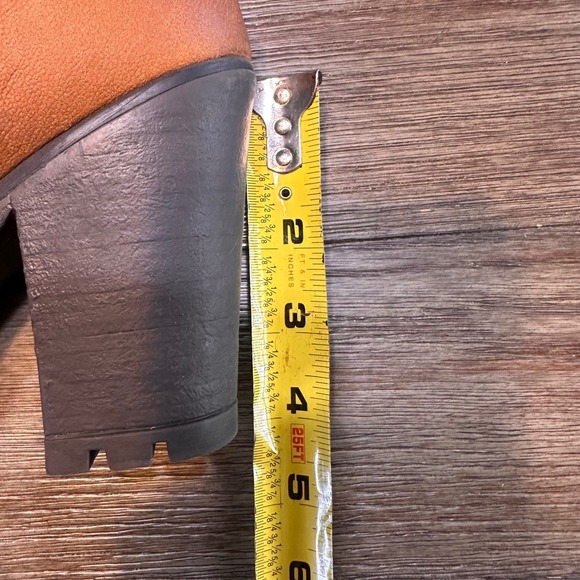 Steve Madden Cognac Knit Cuff Leather Boots Side Zip Stacked Heel Womens 8.5M - Picture 11 of 15